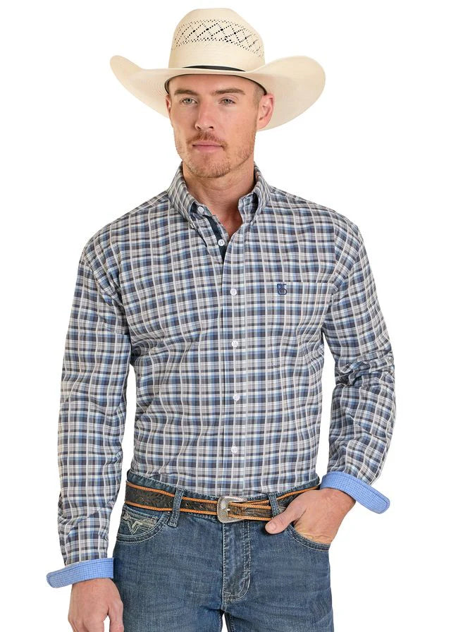 Panhandle Slim - Mens Blue Plaid L/S Arena Shirt