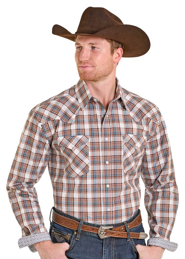 Panhandle Slim - Mens Brown Plaid Arena Shirt