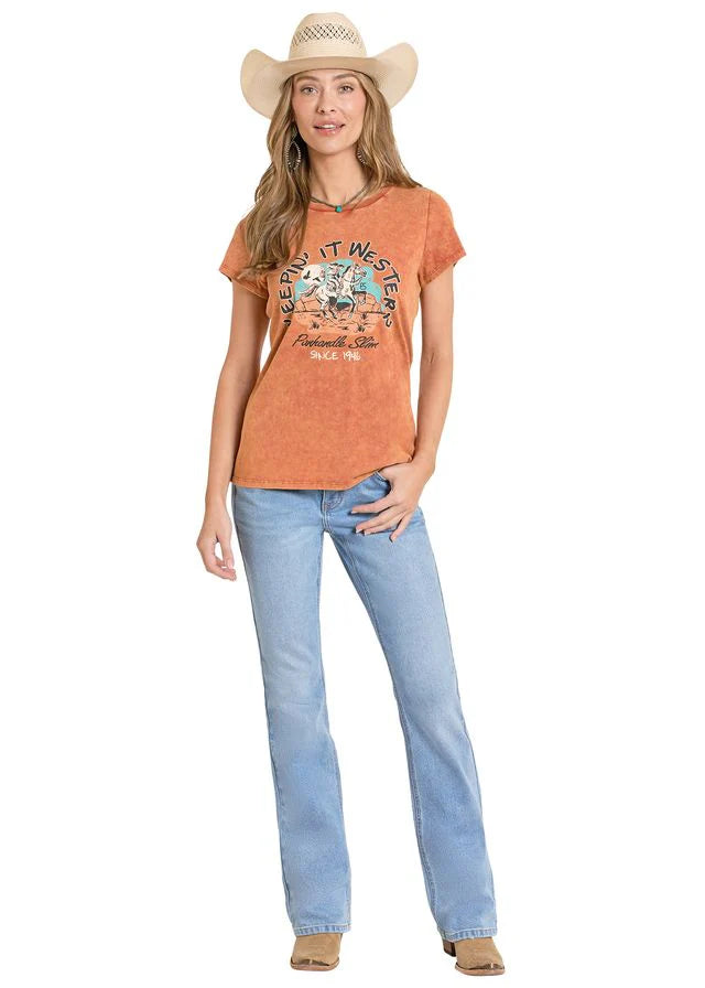 Rock & Roll - Women's Orange Cowboy T-Shirt