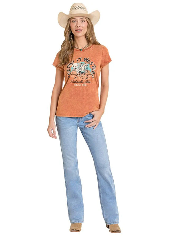 Rock & Roll - Women's Orange Cowboy T-Shirt