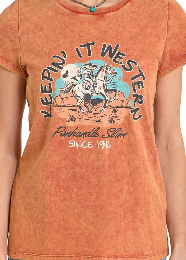 Rock & Roll - Women's Orange Cowboy T-Shirt