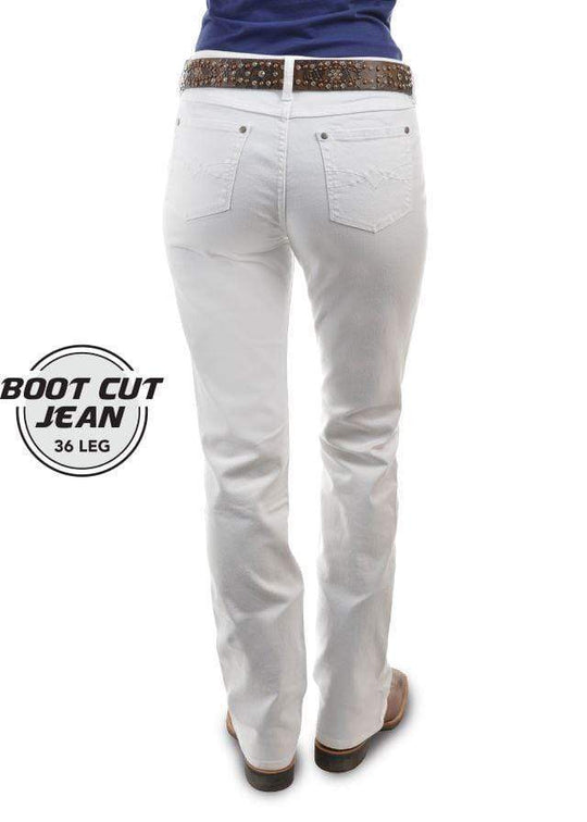 Pure Western - Women White Riding Boot Cut Jeans