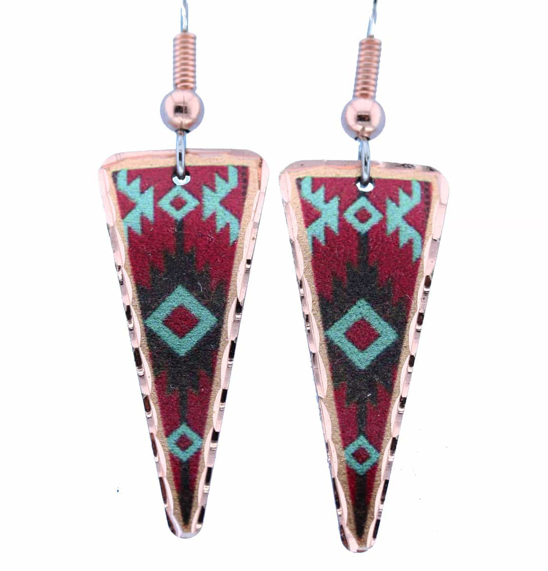 Native American - Copper Red Point Earrings