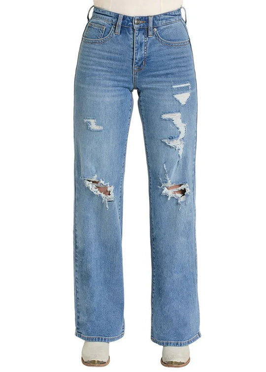 Rock & Roll - Women's Distressed Relaxed Wide Leg Jean