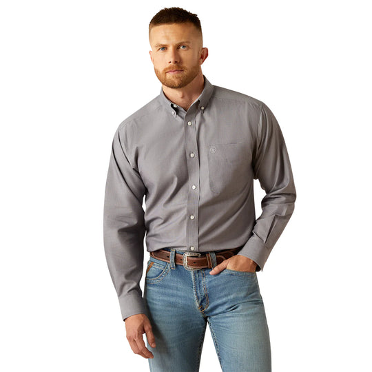 Ariat - Mens Wrinkle Free Solid Grey Classic Fit Shirt