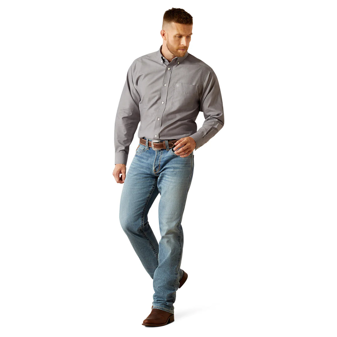 Ariat - Mens Wrinkle Free Solid Grey Classic Fit Shirt