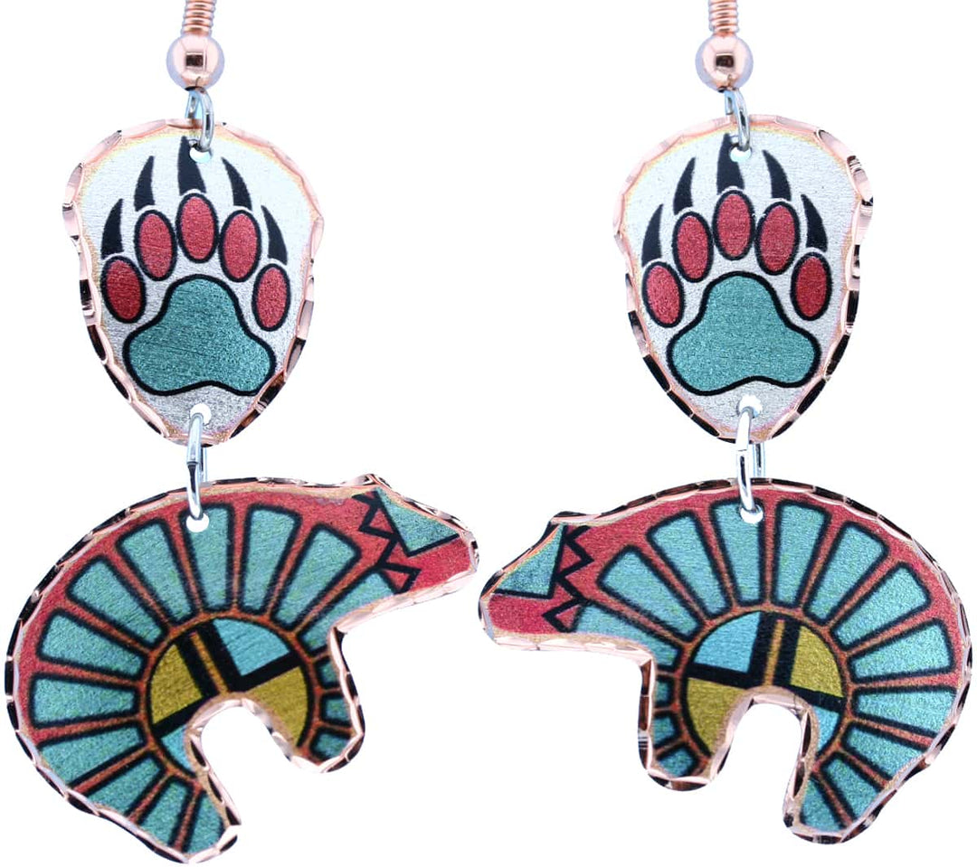Native American - Copper Turquoise Bear Earrings