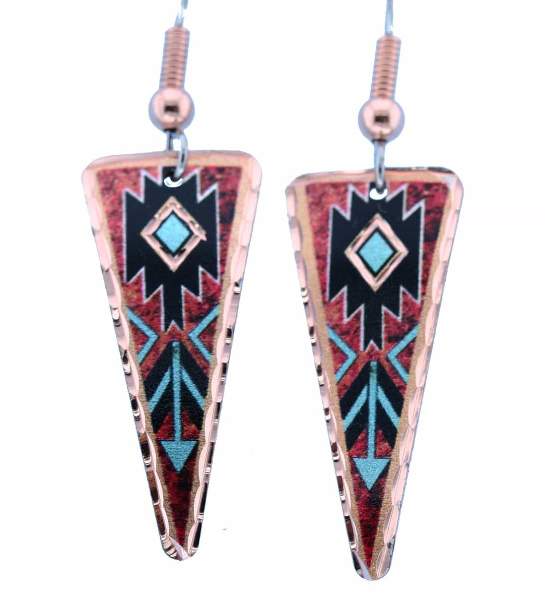 Native American - Copper Triangle Earrings