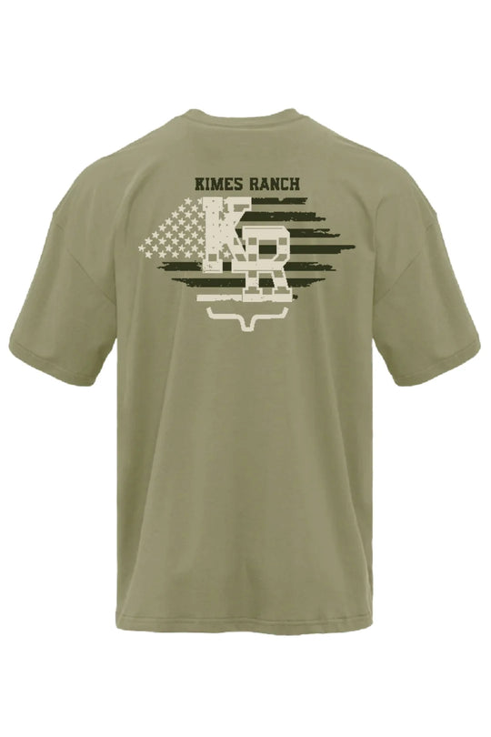 Kimes Ranch - Mens Red Glare Light Olive Tee