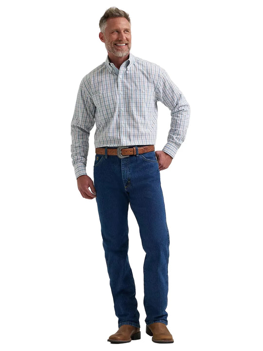 Wrangler - Mens George Strait Steely Blue Check Arena Shirt