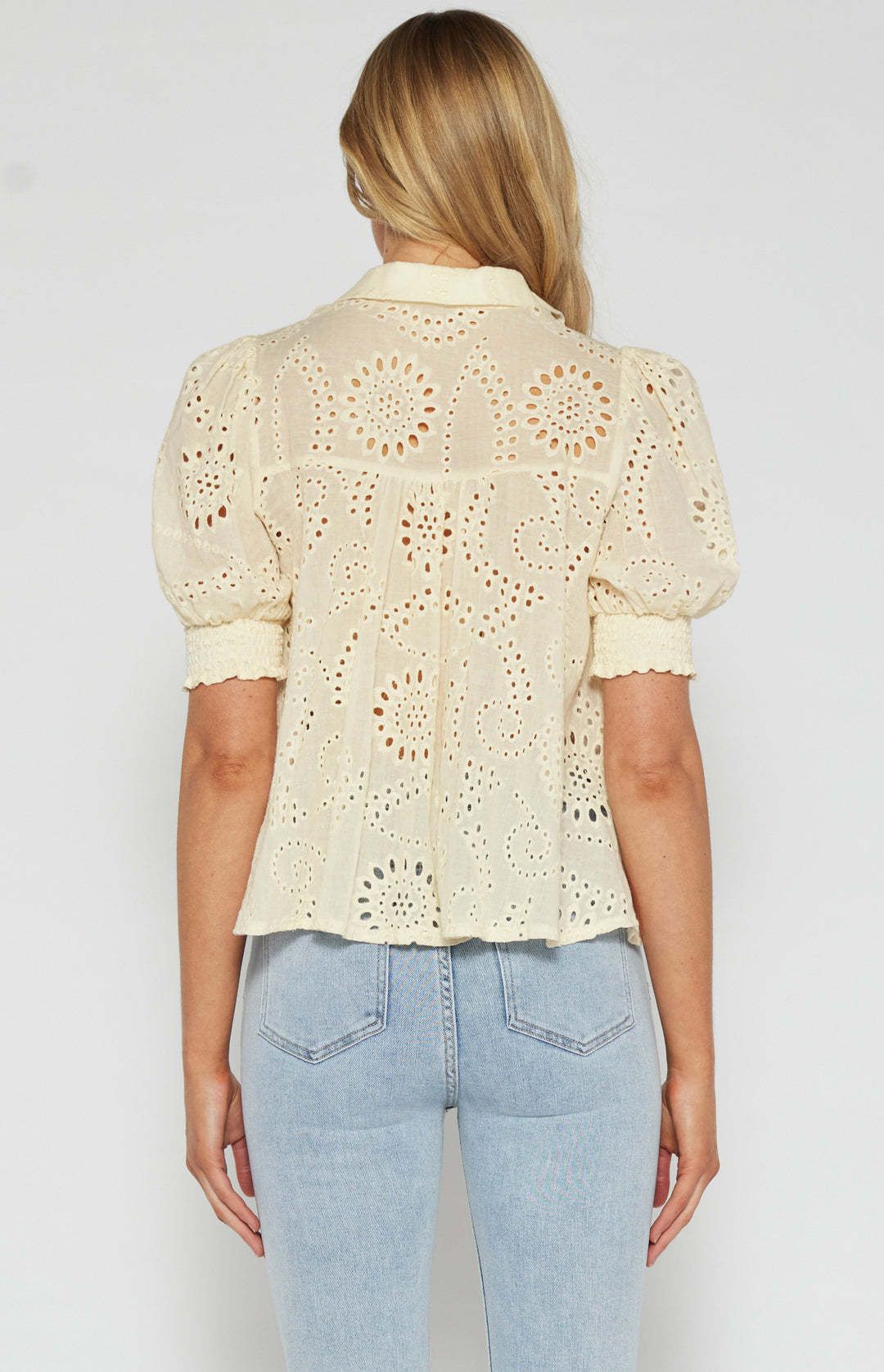 Style State - Cream Embroidery Front Button Up