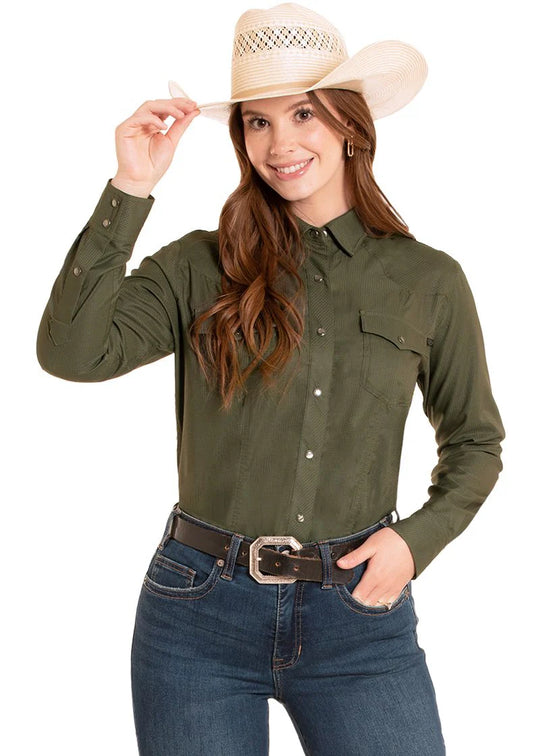 Rock & Roll - Women's Western Tek Olive Arena Shirt