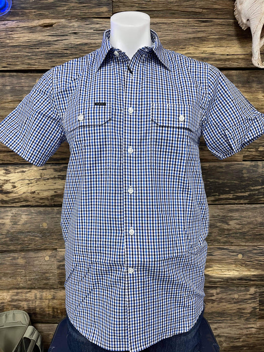 Ritemate - Short Sleeve Cobalt Blue/Navy Check Shirt