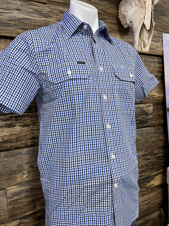 Ritemate - Short Sleeve Cobalt Blue/Navy Check Shirt