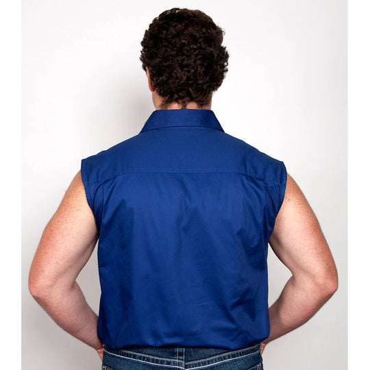 Just Country - Mens Jack Cobalt Sleeveless Workshirt