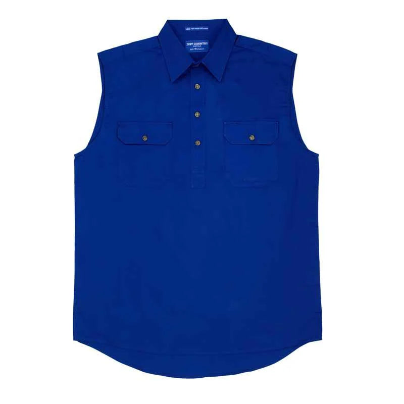 Just Country - Mens Jack Cobalt Sleeveless Workshirt