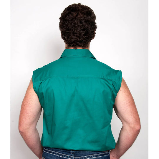 Just Country - Mens Jack Dark Green Sleeveless Workshirt