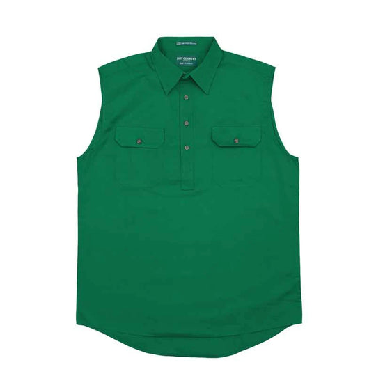 Just Country - Mens Jack Dark Green Sleeveless Workshirt