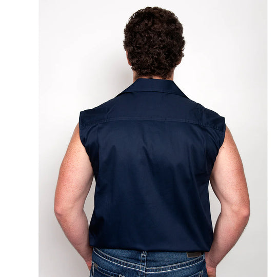 Just Country - Mens Jack Navy Sleeveless Workshirt