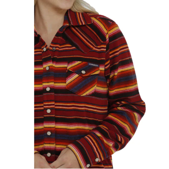 Cinch - Womens Red Serape Fleece Shirt Jacket