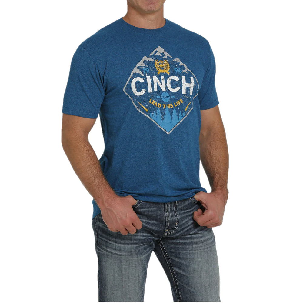 Cinch - Mens Teal Mountain Logo Tee
