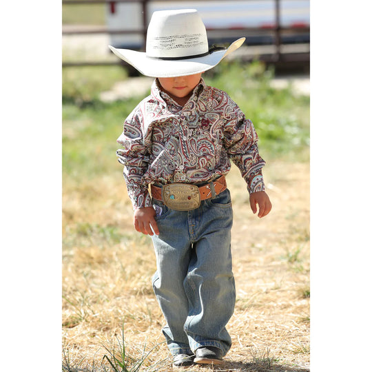 Cinch - Infant Burgundy Paisley Arena Shirt