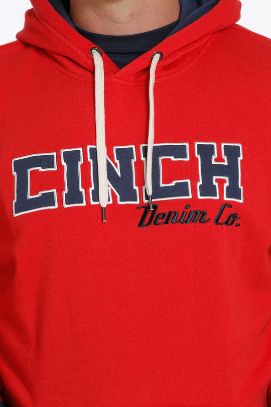 Cinch - Mens Red Logo Embroidered Hoodie