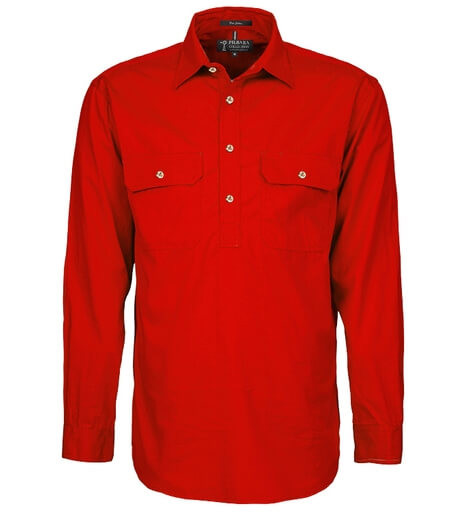 Ritemate - Pilbara Mens Red Work Shirt Half Button