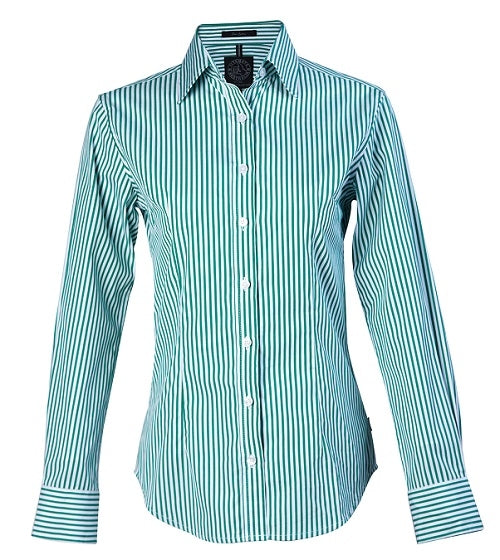 Ritemate - Pilbara Womens Striped Emerald Green Shirt