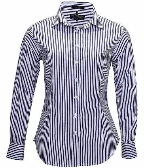 Ritemate - Pilbara Womens Striped Navy Shirt