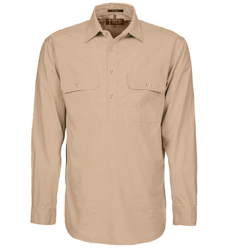 Ritemate - Pilbara Mens Clay Half Button Work Shirt
