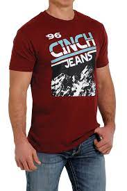 Cinch - Mens Burgundy Logo Tee