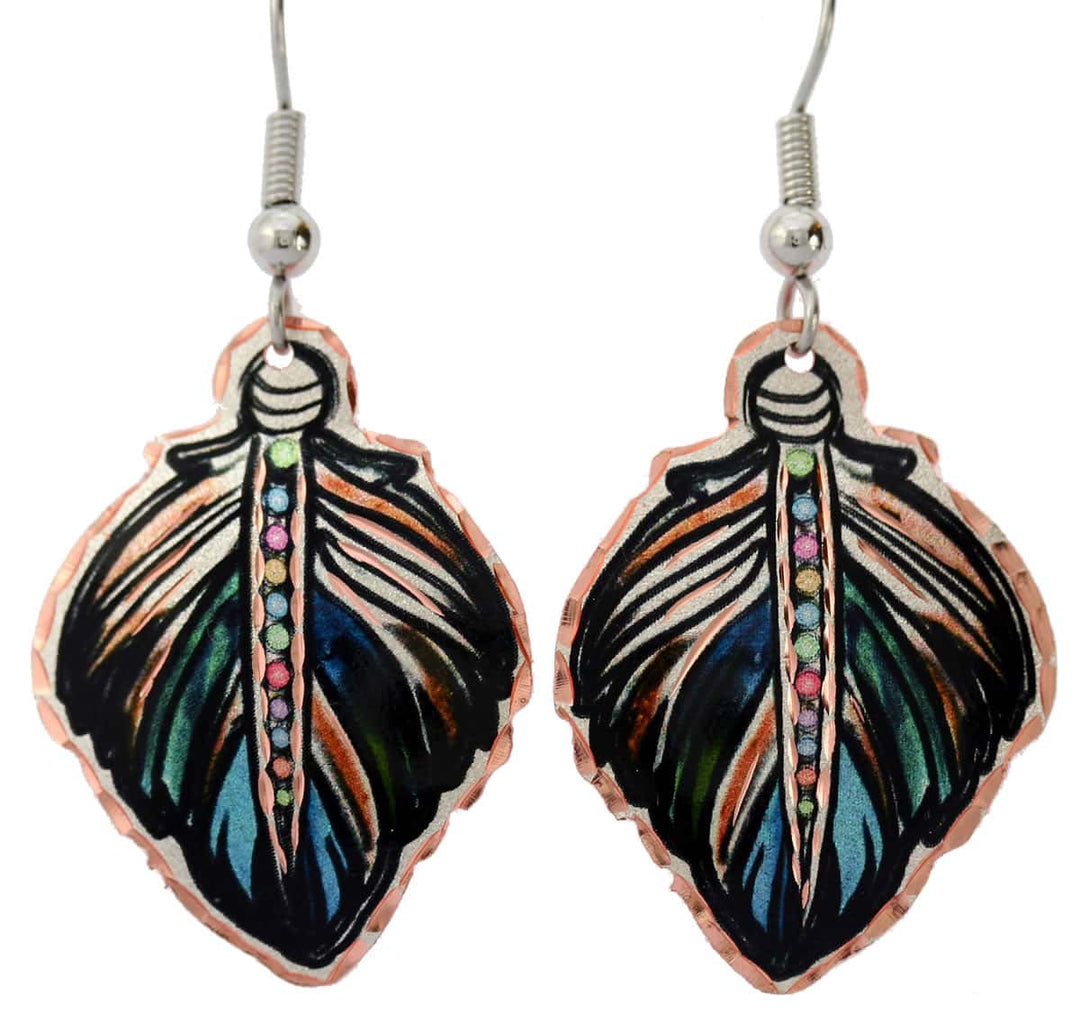 Native American - Wide Feather Earrings