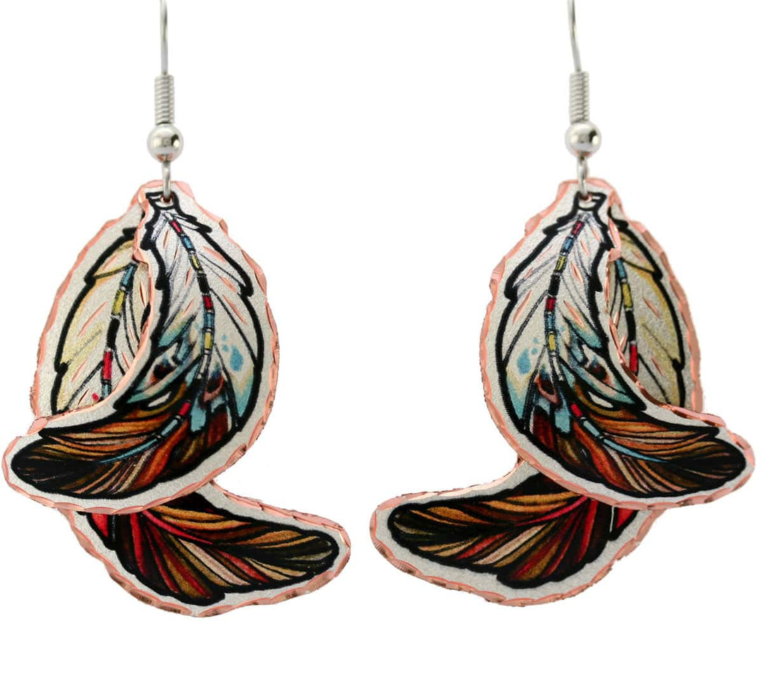 Native American - Double Feather Earrings