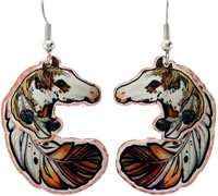 Native American  - Feather & Horse Earrings