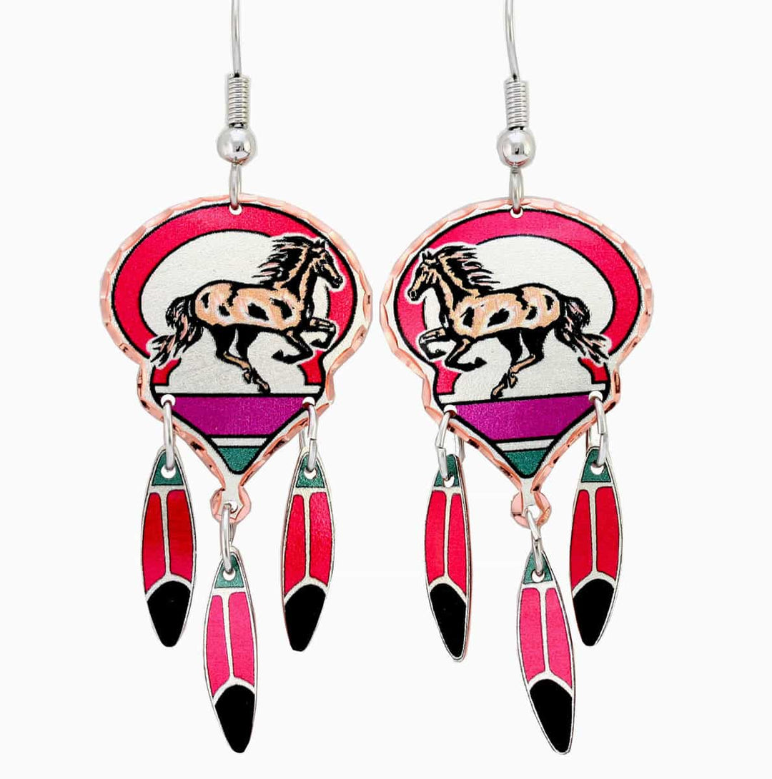Native American - Dangle Prancing Horse Earrings