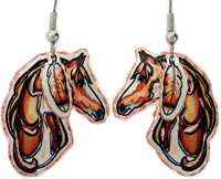 Native American - Indian Warrior Horse Dangle Earrings