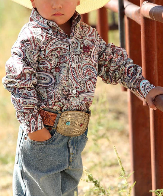 Cinch - Toddlers Burgundy Paisley Arena Shirt