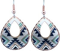 Native American - Teal Blue Aztec Earrings