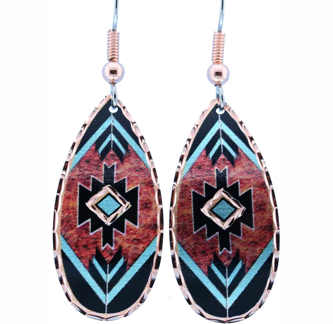 Native American - Copper Rust Aztec Earrings