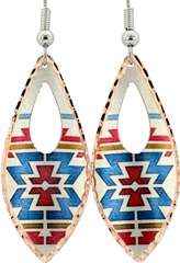 Native American - Teardrop Aztec Red Earrings